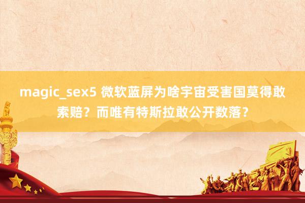 magic_sex5 微软蓝屏为啥宇宙受害国莫得敢索赔？而唯有特斯拉敢公开数落？