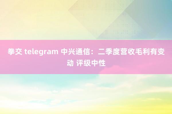 拳交 telegram 中兴通信：二季度营收毛利有变动 评级中性